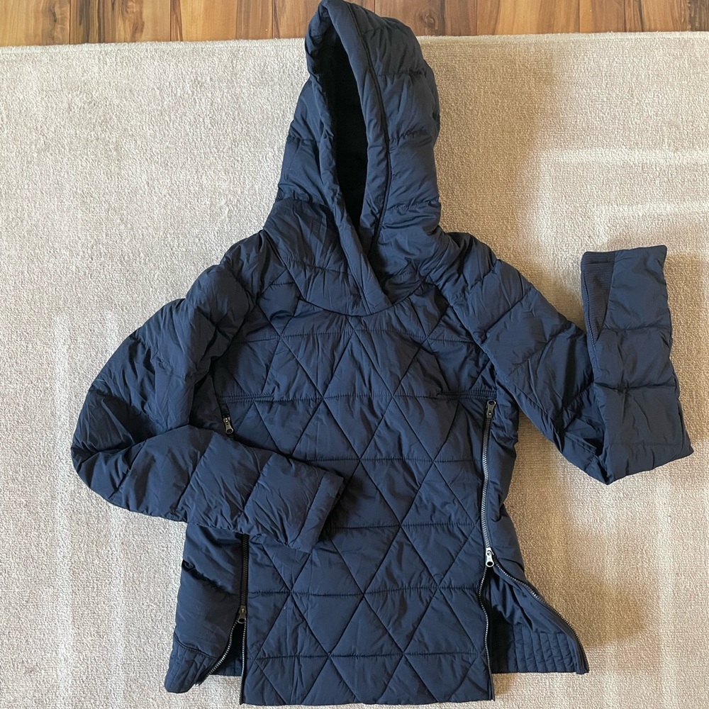 Navy Zip Open Puffer Hoodie
